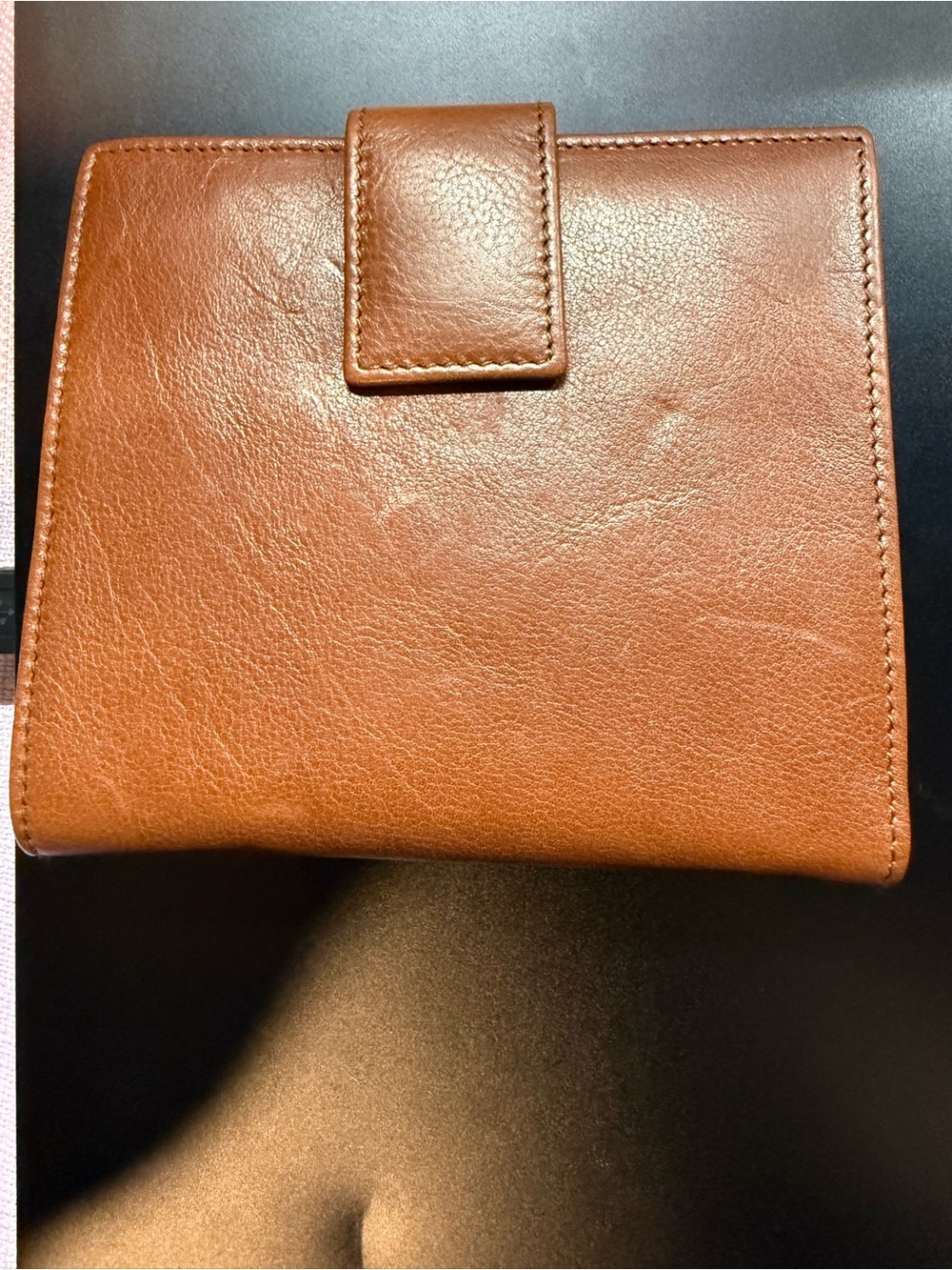Saint Laurent Tan Leather Ring-Accent Compact Wallet - Picture 2 of 5